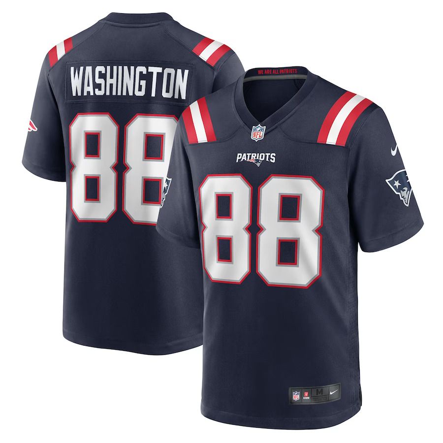 Men New England Patriots 88 Scotty Washington Nike Navy Home Game Player NFL Jersey